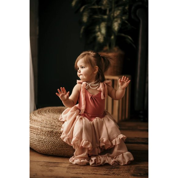 Vintage Princess Style Ruffle Dress, Couture Kids Dress, Handmade New - Picture 5 of 5